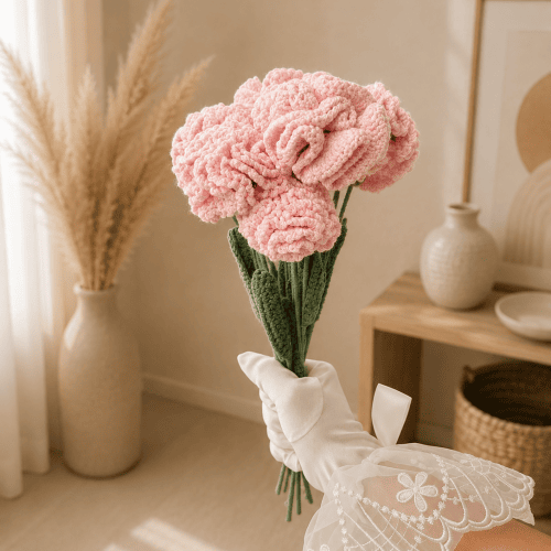 Crochet Carnation Stem - Pink