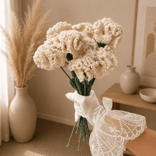 Crochet Carnation Stem - White